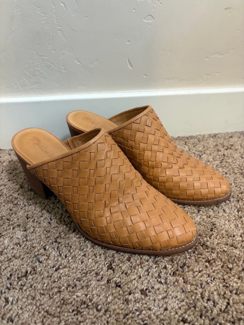 Madewell The Harper Mule in Woven Leather, Amber Brown, Women's Size 8